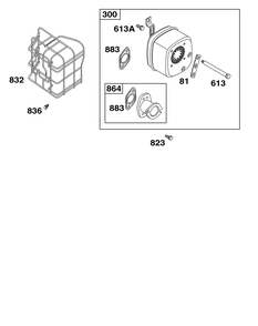 Exhaust Group Diagram and Parts List for 21R707-0152-G1  Cub Cadet Engine